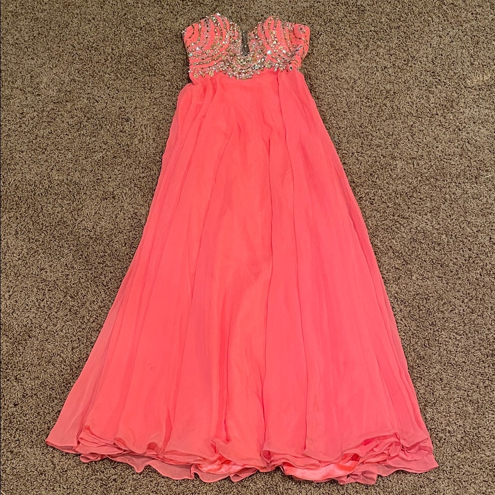 Alyce Paris Sparkling Coral Dress